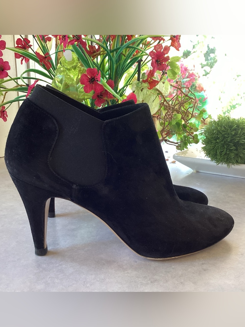 Casadei Italian Black Suede Leather mid Stiletto Ankle Boots SZ 8